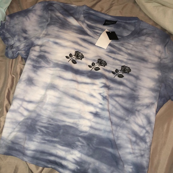 rose blue tie dye cropped t-shirt - Picture 1 of 2